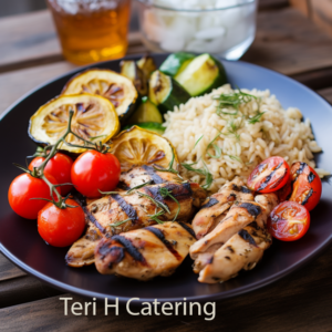 Grilled Creek Chicken, Rice and Vegetables
